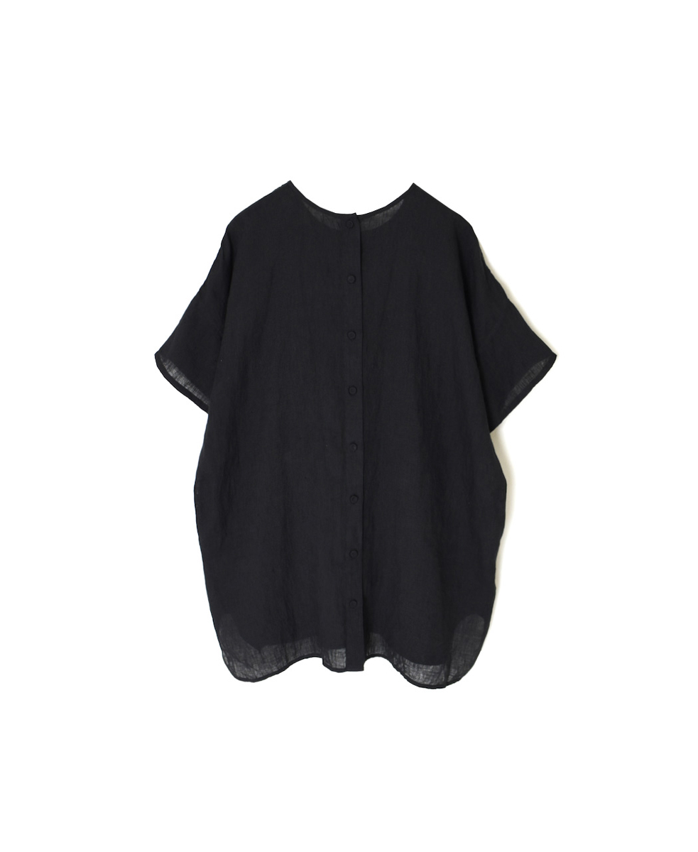NMDS25242(シャツ) 80s POWER LOOM LINEN PLAIN BACK OPENING CREW-NECK S/SL EMB SHIRT