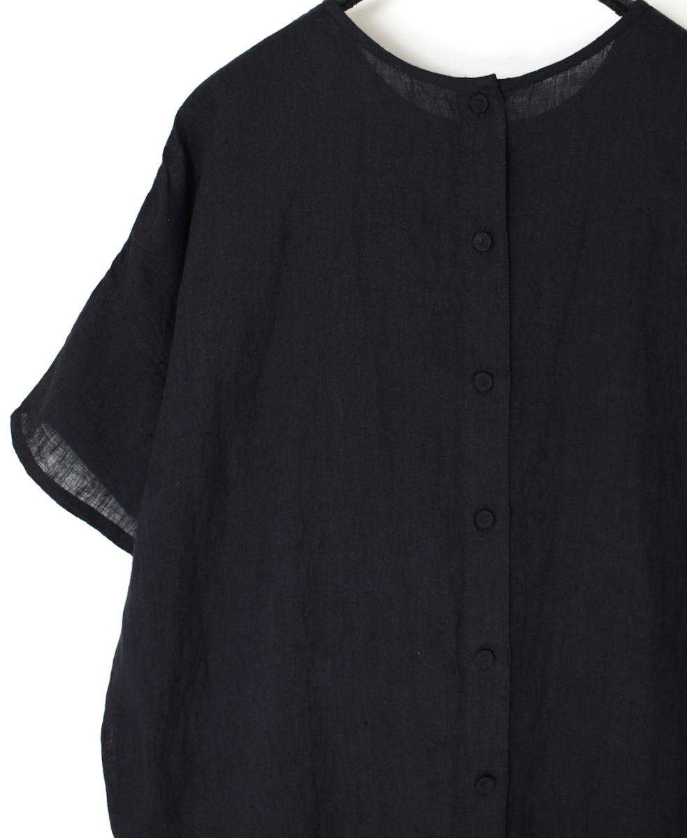 NMDS25242(シャツ) 80s POWER LOOM LINEN PLAIN BACK OPENING CREW-NECK S/SL EMB SHIRT