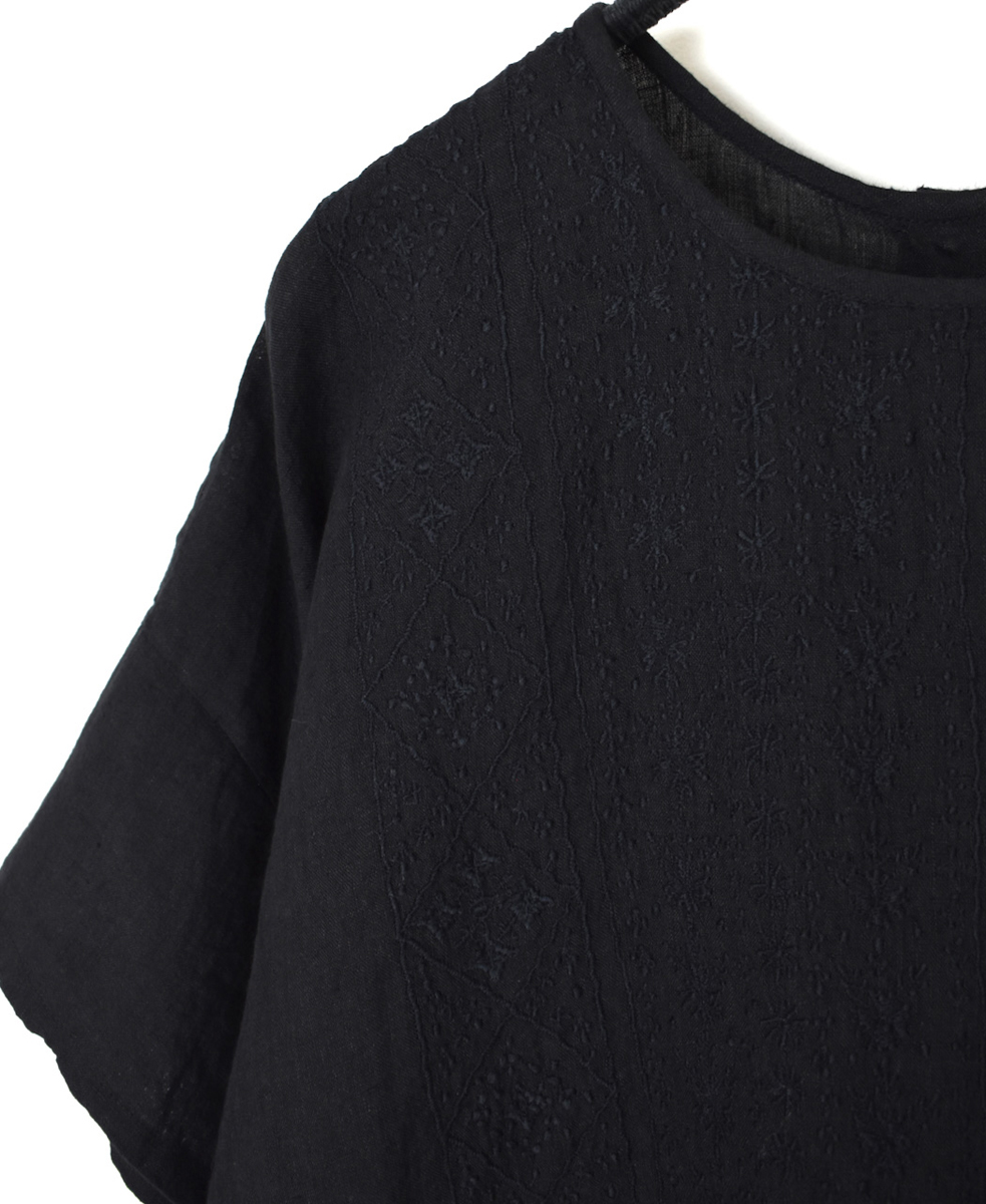 NMDS25242(シャツ) 80s POWER LOOM LINEN PLAIN BACK OPENING CREW-NECK S/SL EMB SHIRT