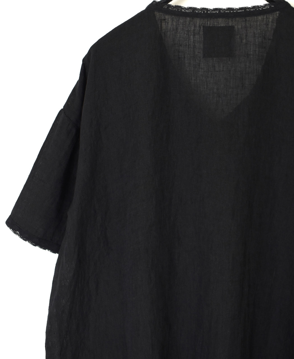 NMDS25243(プルオーバー) 80s POWER LOOM LINEN PLAIN V-NECK LACE S/SL PULLOVER