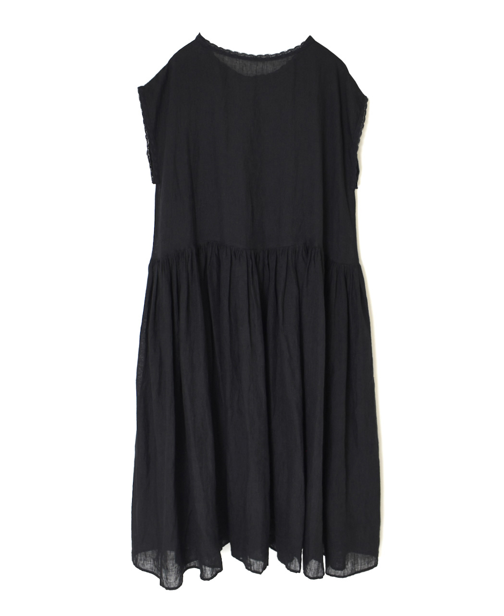 NMDS25244(ワンピース) 80s POWER LOOM LINEN PLAIN BOAT-NECK LACE PULLOVER DRESS