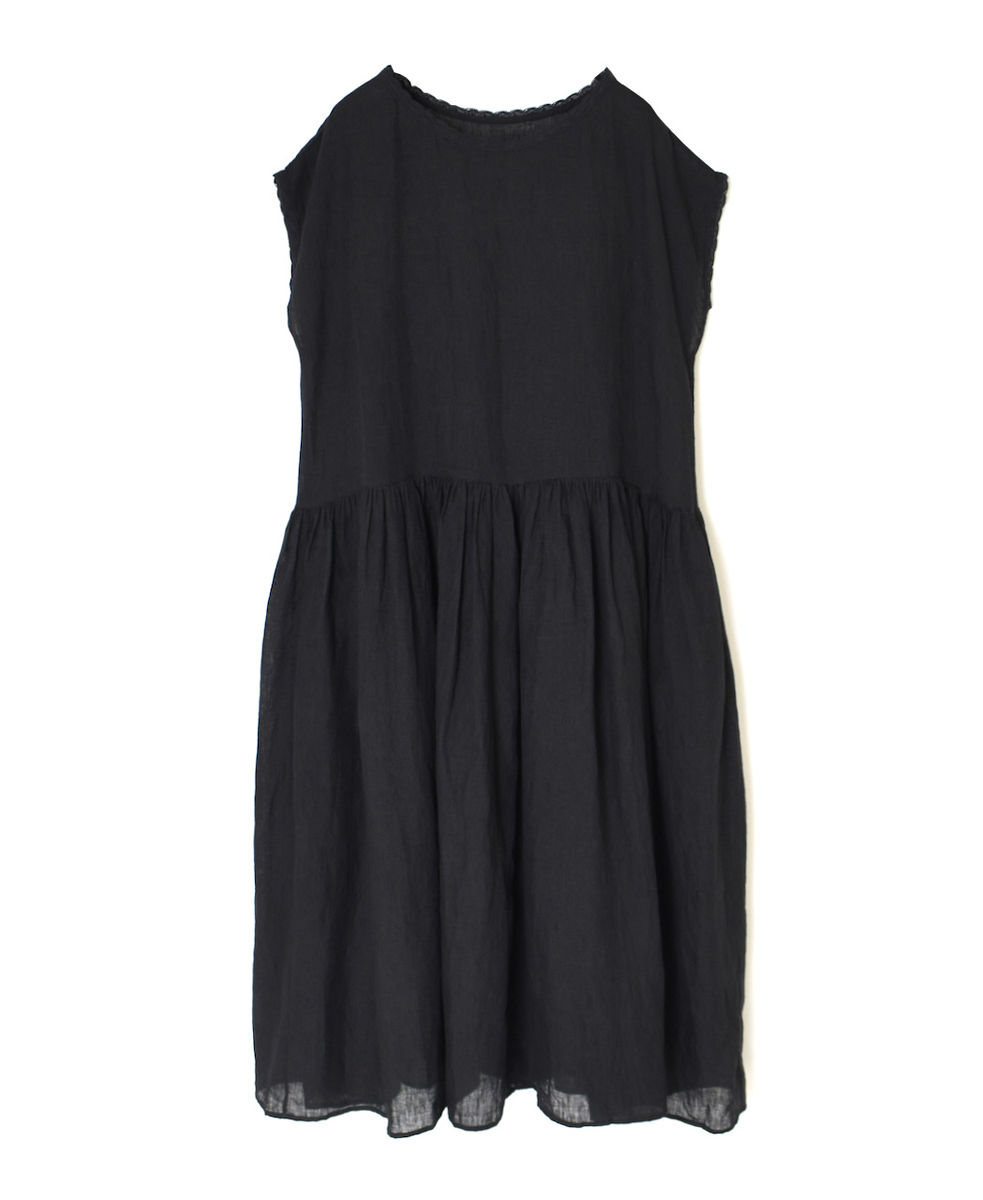 NMDS25244(ワンピース) 80s POWER LOOM LINEN PLAIN BOAT-NECK LACE PULLOVER DRESS