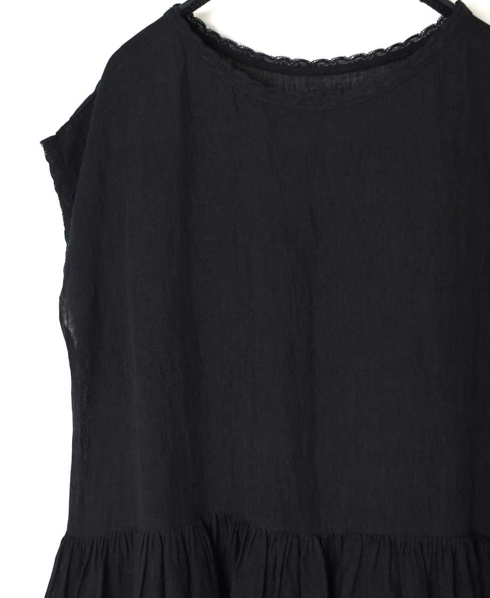 NMDS25244(ワンピース) 80s POWER LOOM LINEN PLAIN BOAT-NECK LACE PULLOVER DRESS