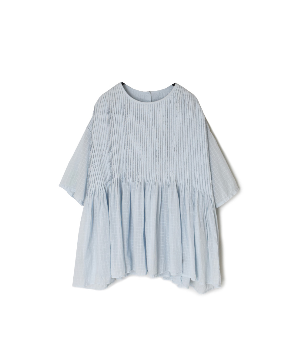 NMDS25251D(シャツ) 80s ORGANIC DOBIE CHECK(OVERDYE) CREW-NECK P/O HALF/SL SHIRT WITH PINTUCK