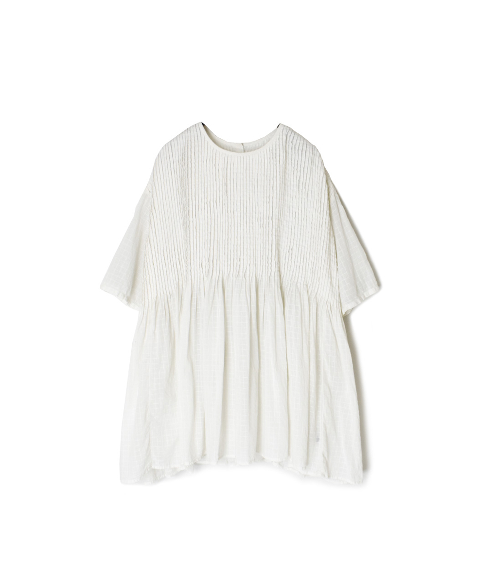 NMDS25251D(シャツ) 80s ORGANIC DOBIE CHECK(OVERDYE) CREW-NECK P/O HALF/SL SHIRT WITH PINTUCK