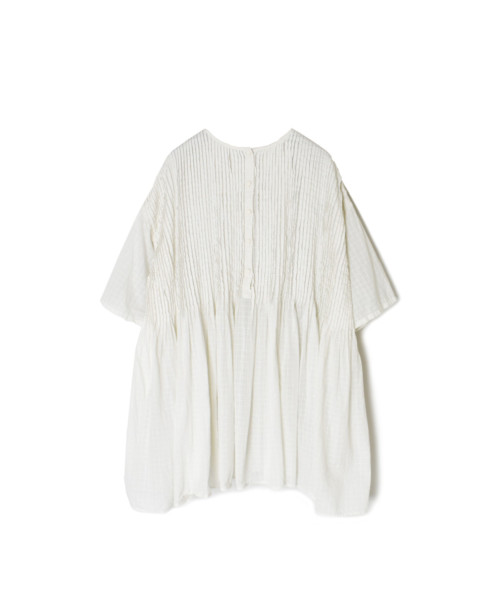 NMDS25251D(シャツ) 80s ORGANIC DOBIE CHECK(OVERDYE) CREW-NECK P/O HALF/SL SHIRT WITH PINTUCK