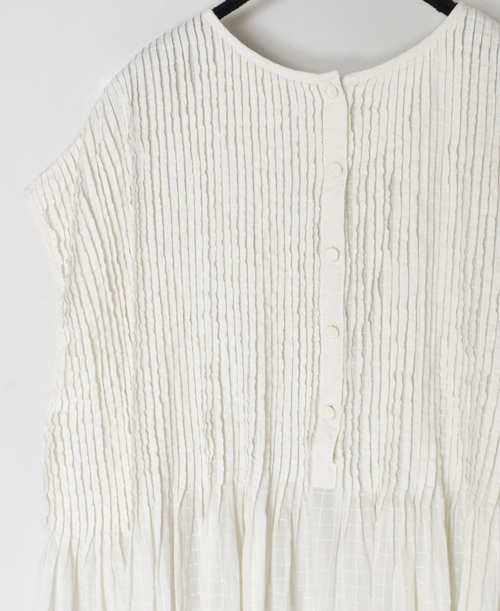 NMDS25252D(シャツ) 80s ORGANIC DOBIE CHECK(OVERDYE) CREW-NECK F/SL SHIRT WITH PINTUCK