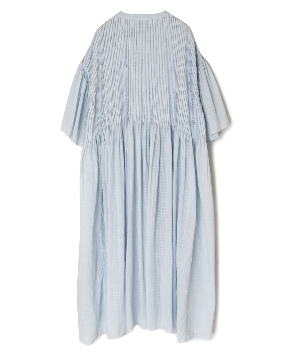 NMDS25253D(ワンピース) 80s ORGANIC DOBIE CHECK(OVERDYE) FLARED SLEEVE DRESS WITH PINTUCK