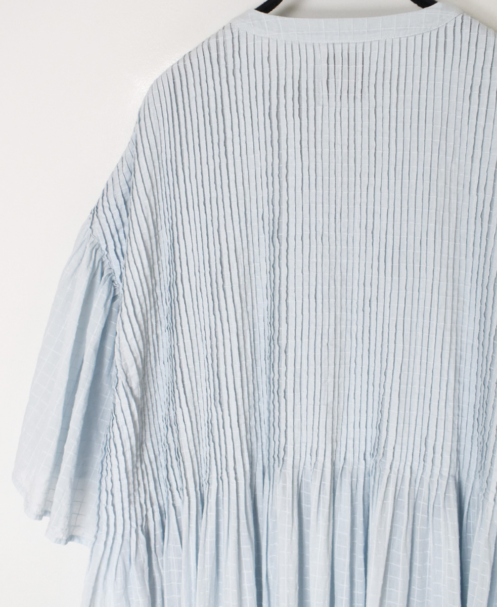 NMDS25253D(ワンピース) 80s ORGANIC DOBIE CHECK(OVERDYE) FLARED SLEEVE DRESS WITH PINTUCK