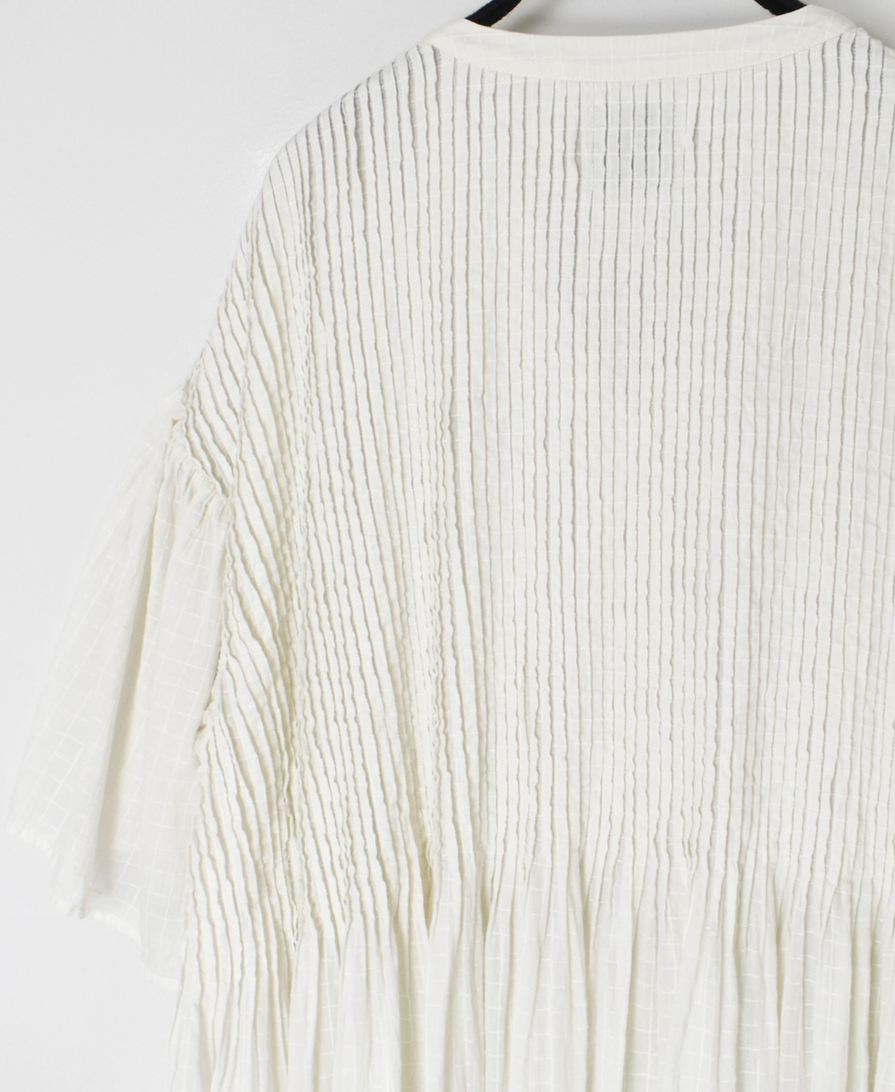 NMDS25253D(ワンピース) 80s ORGANIC DOBIE CHECK(OVERDYE) FLARED SLEEVE DRESS WITH PINTUCK