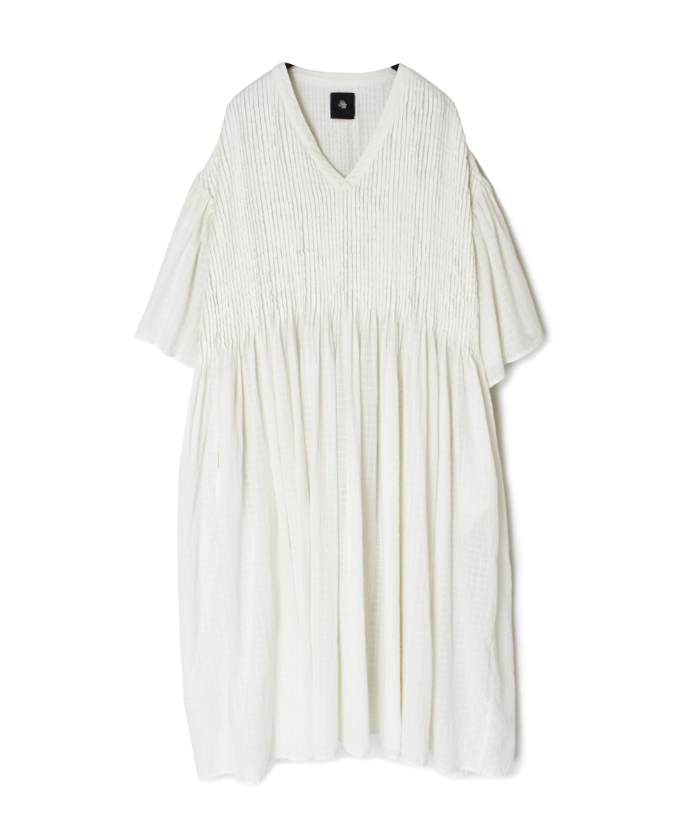 NMDS25253D(ワンピース) 80s ORGANIC DOBIE CHECK(OVERDYE) FLARED SLEEVE DRESS WITH PINTUCK