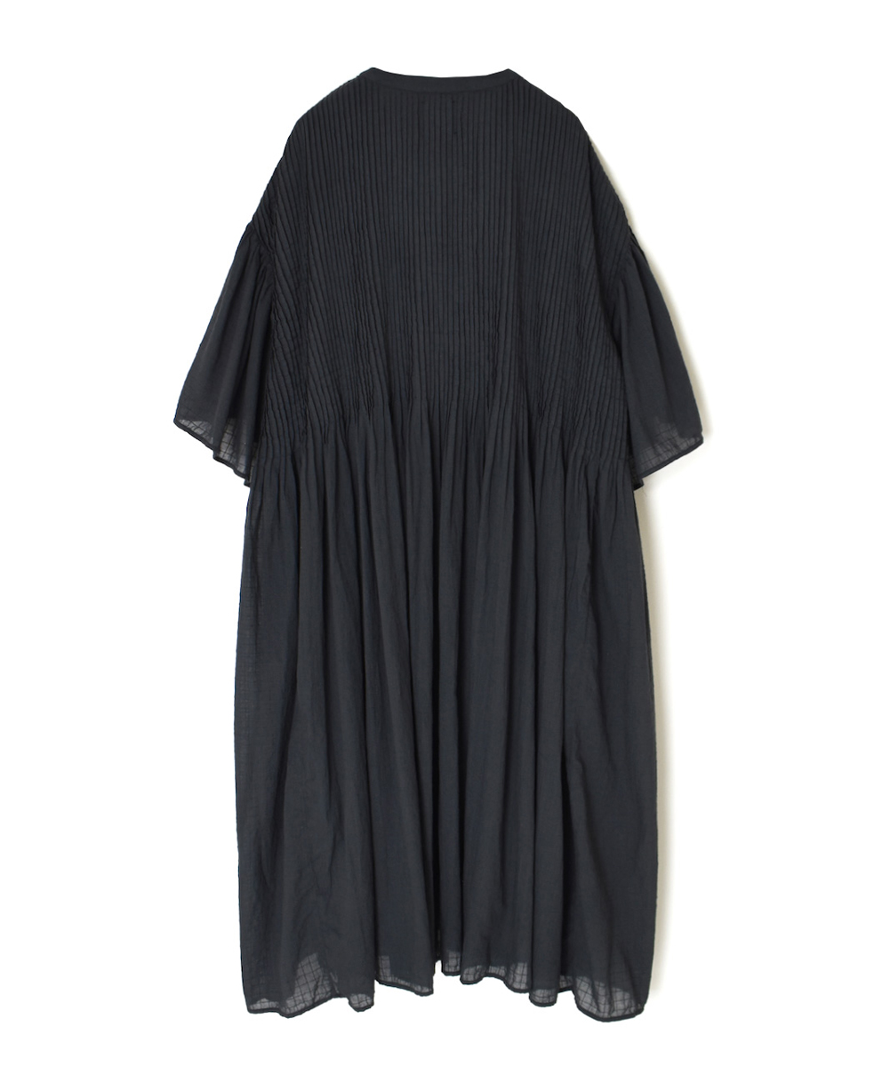 NMDS25253D(ワンピース) 80s ORGANIC DOBIE CHECK(OVERDYE) FLARED SLEEVE DRESS WITH PINTUCK
