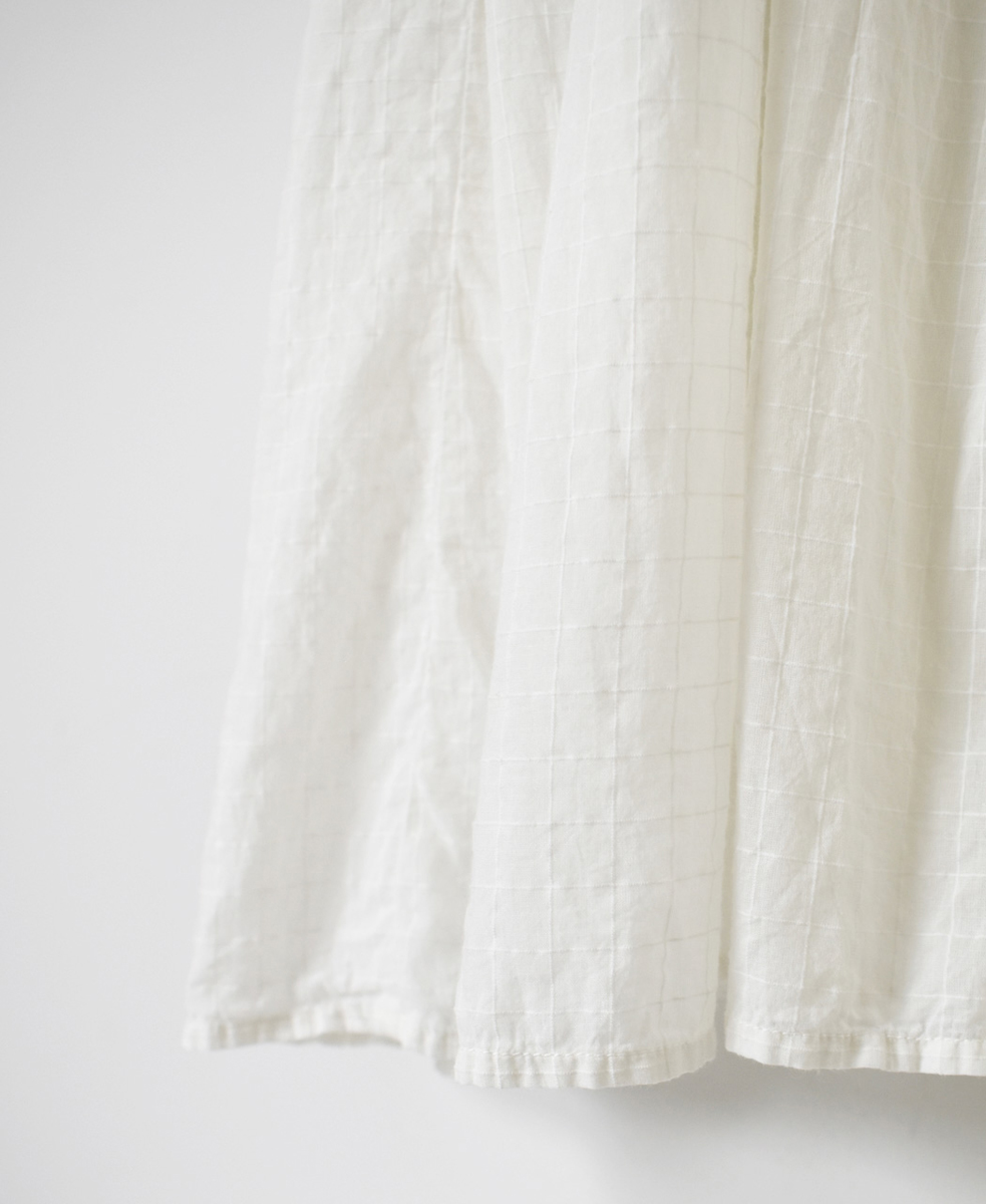 NMDS25254D(ワンピース) 80s ORGANIC DOBIE CHECK(OVERDYE) BANDED COLLAR MAXI DRESS WITH PINTUCK