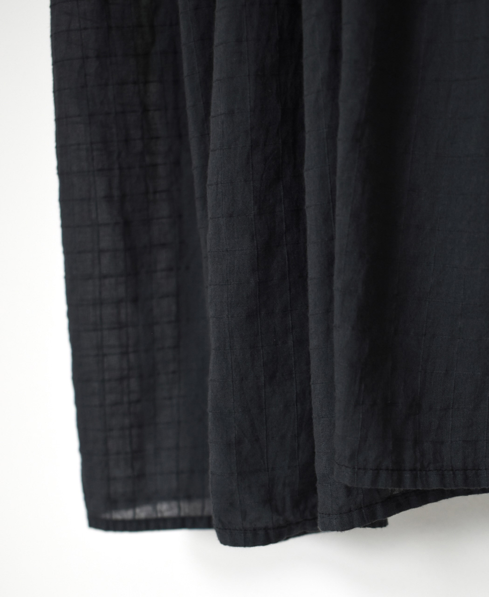 NMDS25254D(ワンピース) 80s ORGANIC DOBIE CHECK(OVERDYE) BANDED COLLAR MAXI DRESS WITH PINTUCK