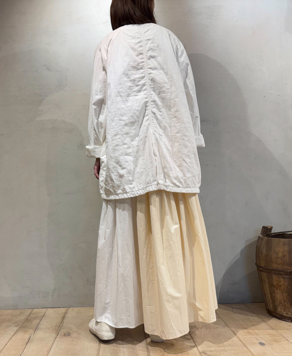 NMDS24642(スカート) 40s ORGANIC POPLIN(PATCHWORK) PINTUCK FLARED SKIRT WITH CRAZY PATCH WORK