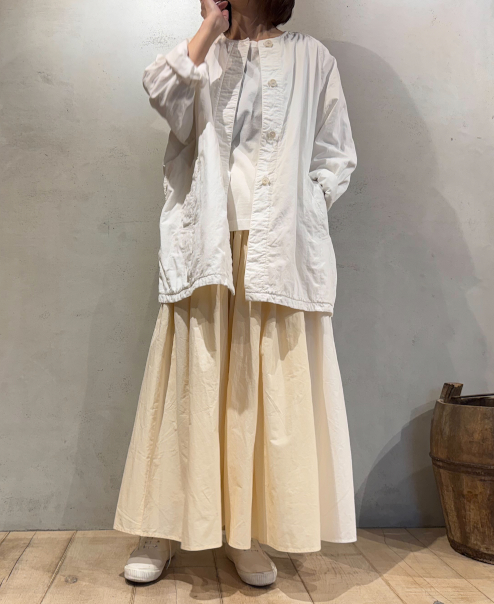 NMDS24631W(コート) 40s ORGANIC POPLIN RAGLAN SHORT COAT WITH VERTICAL STITCH