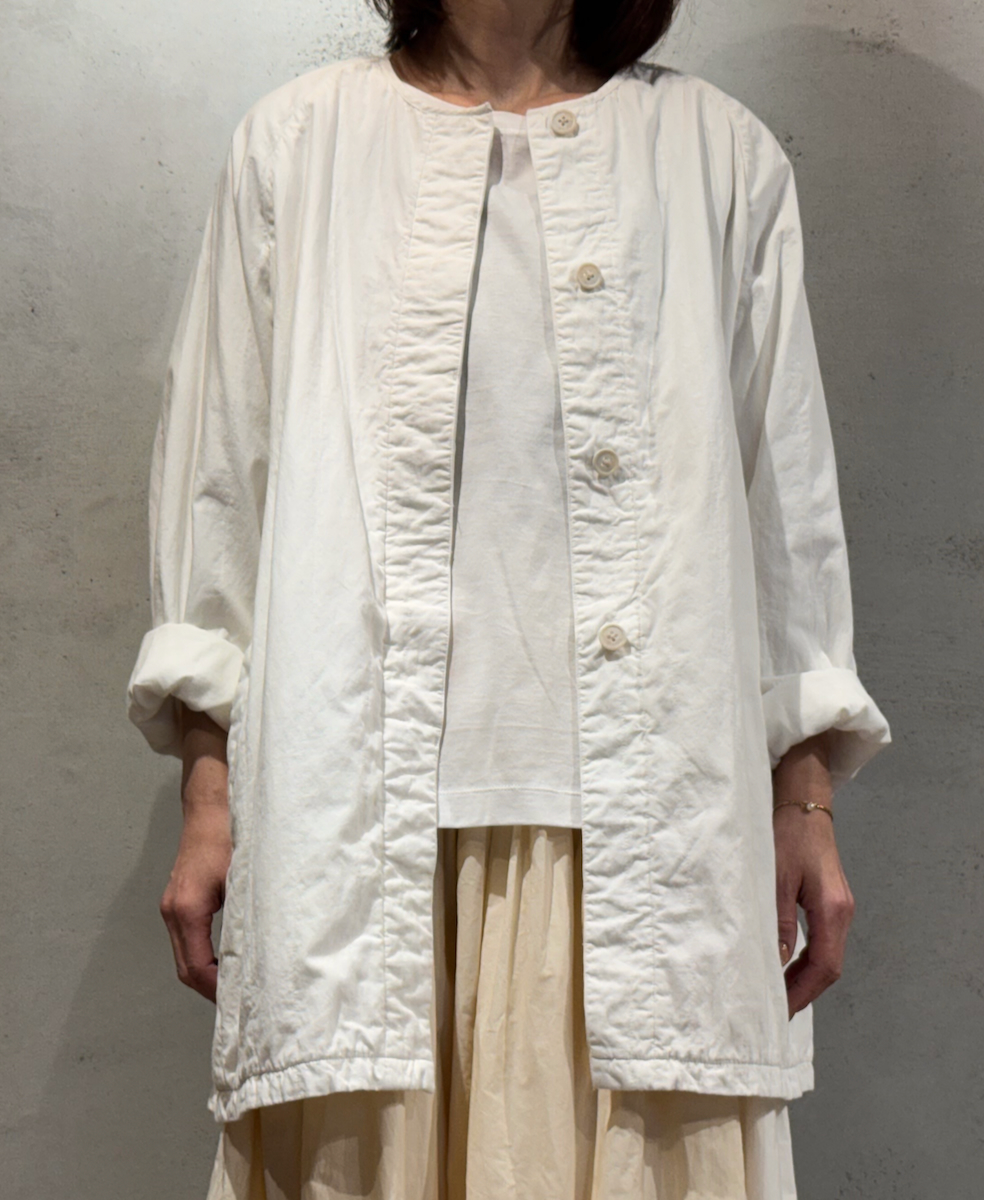 NMDS24631W(コート) 40s ORGANIC POPLIN RAGLAN SHORT COAT WITH VERTICAL STITCH