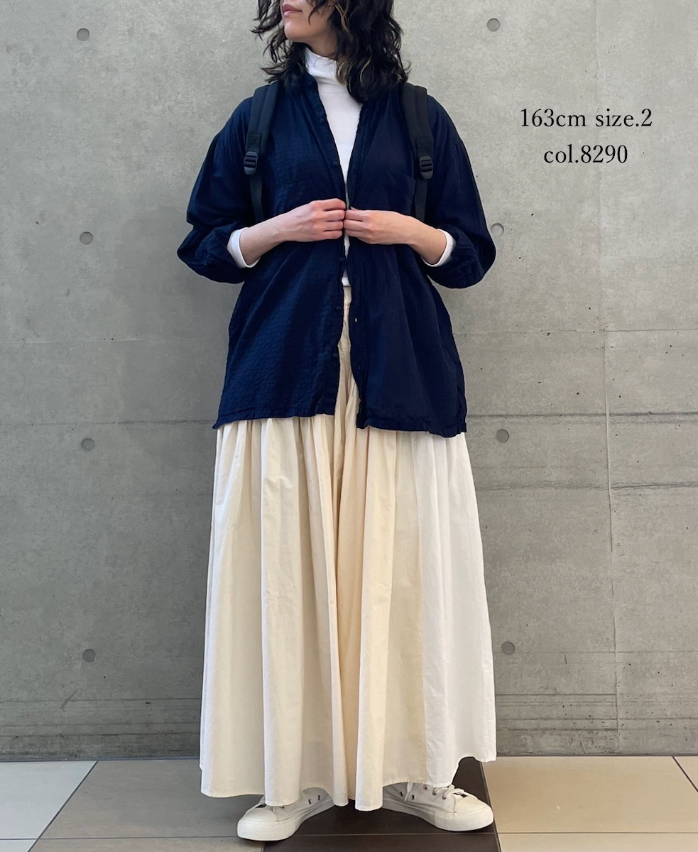 NMDS24642(スカート) 40s ORGANIC POPLIN(PATCHWORK) PINTUCK FLARED SKIRT WITH CRAZY PATCH WORK