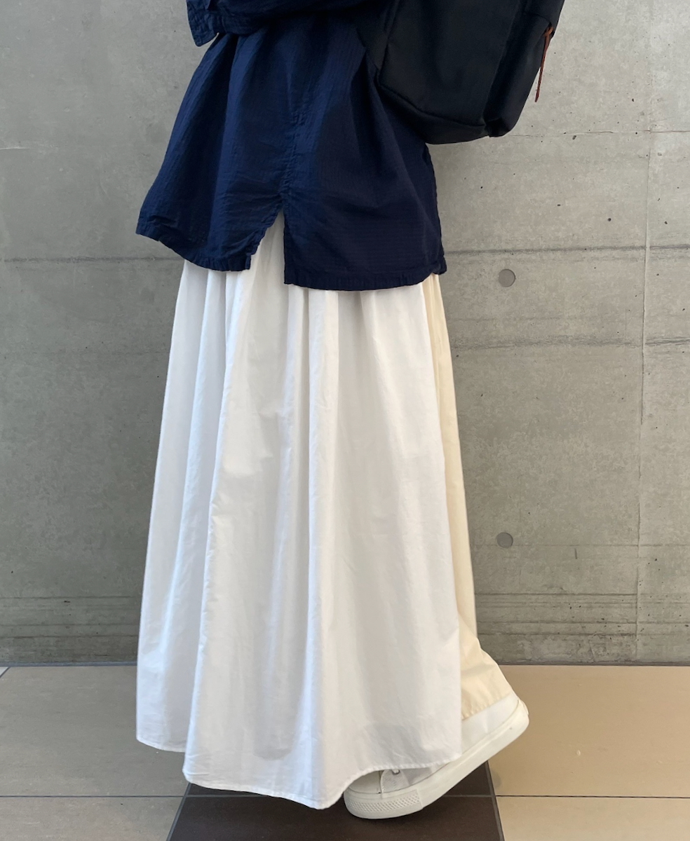 NMDS24642(スカート) 40s ORGANIC POPLIN(PATCHWORK) PINTUCK FLARED SKIRT WITH CRAZY PATCH WORK