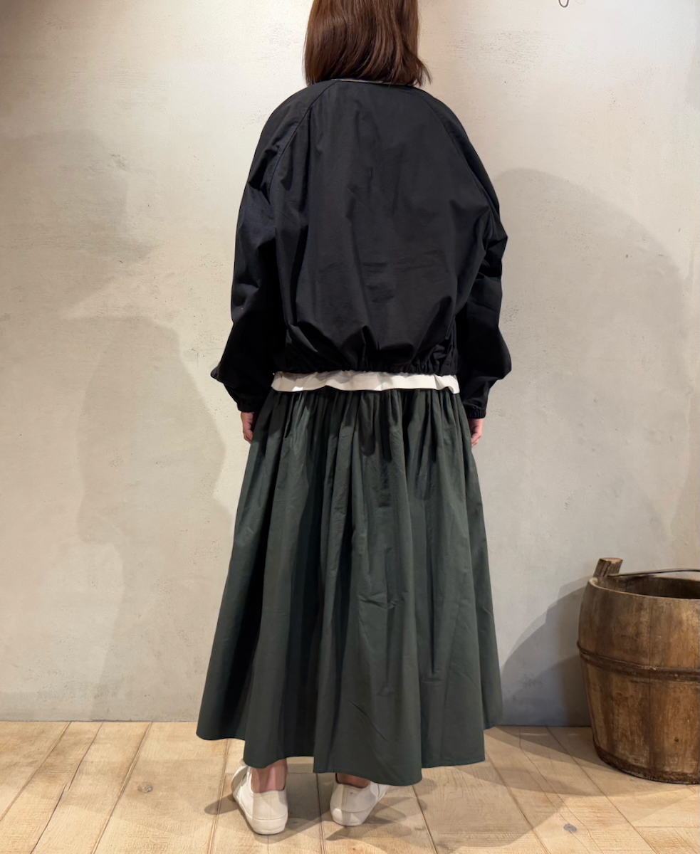 NMDS24641(スカート) 40s ORGANIC POPLIN(PATCHWORK) PINTUCK FLARED SKIRT WITH PATCH WORK