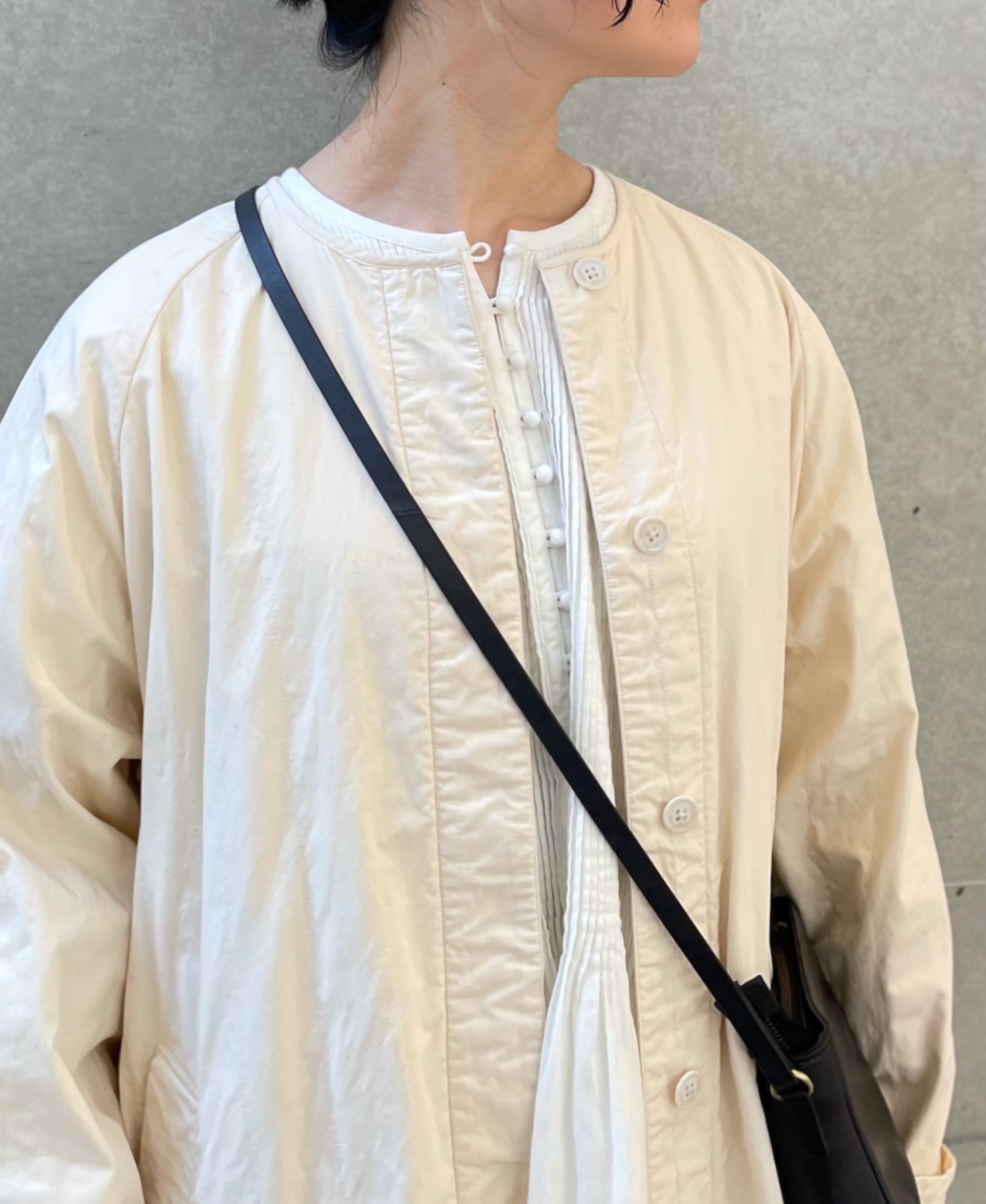 NMDS24632W(コート) 40s ORGANIC POPLIN RAGLAN COAT WITH VERTICAL STITCH