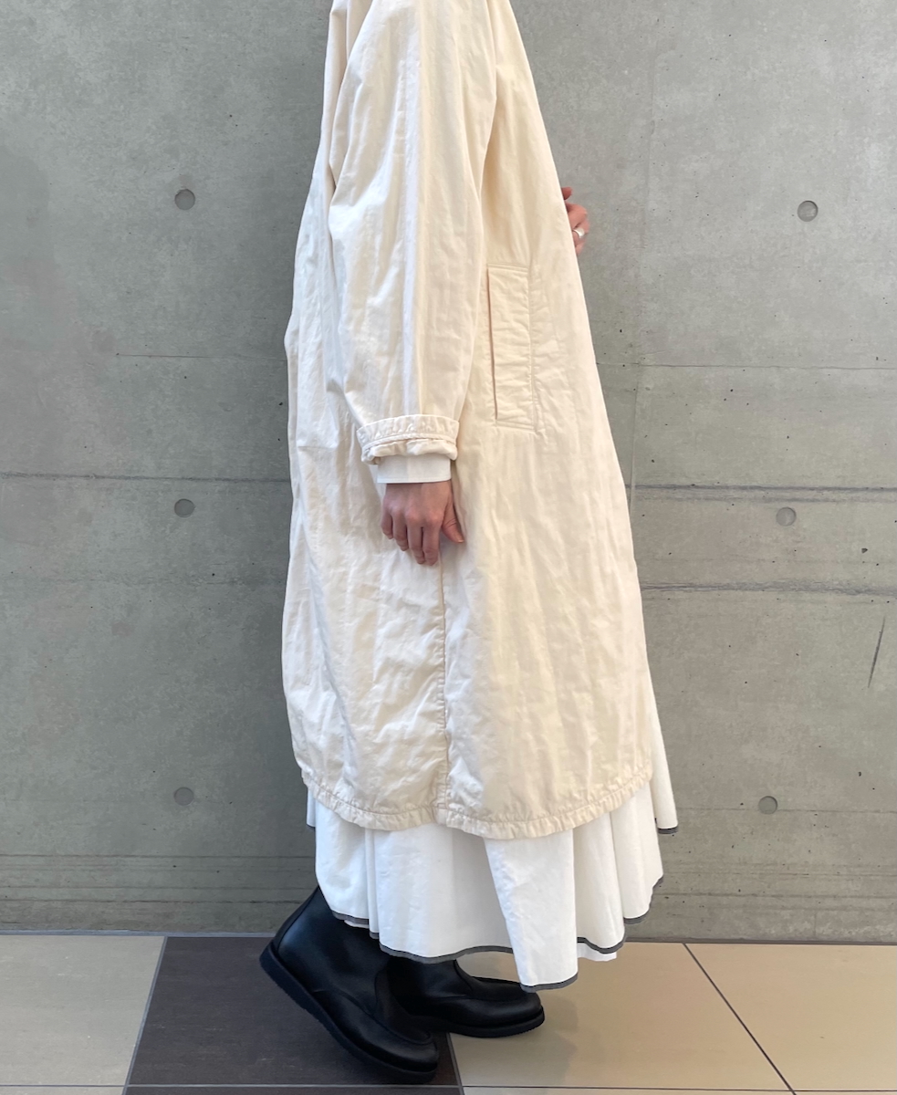 NMDS24632W(コート) 40s ORGANIC POPLIN RAGLAN COAT WITH VERTICAL STITCH