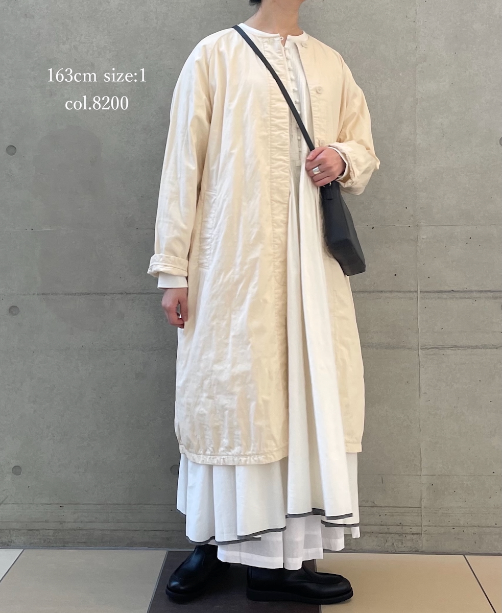 NMDS24632W(コート) 40s ORGANIC POPLIN RAGLAN COAT WITH VERTICAL STITCH