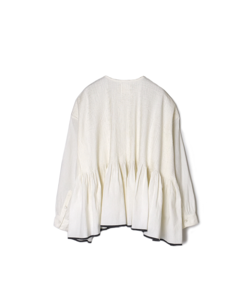 INMDS24301(シャツ) HEAVY COTTON KHADI WITH SELVAGE BALL BUTTON CREW-NECK PULLOVER SHIRT WITH PINTUCK