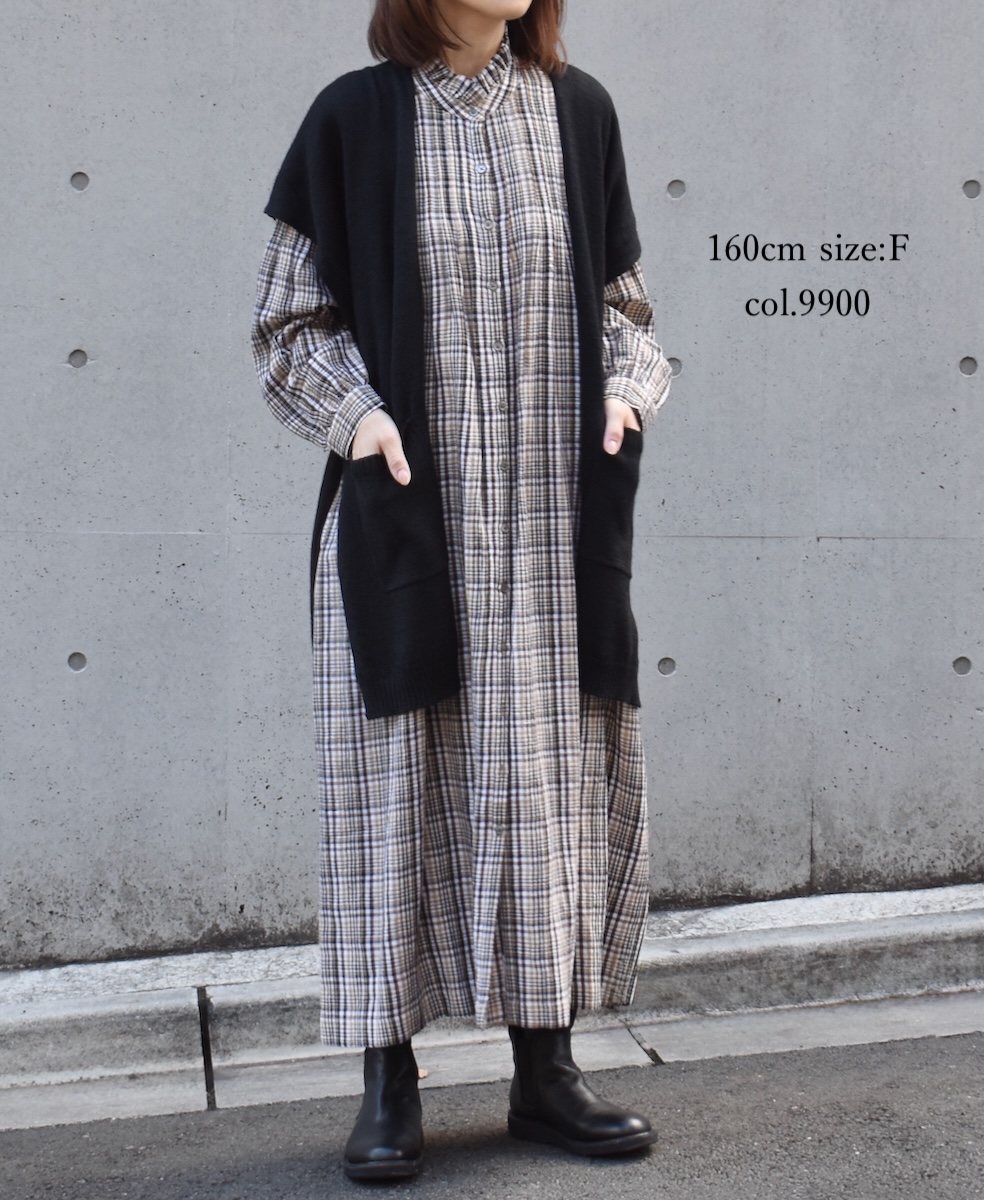 GNSL24524(ニット) 7GG 1PLY SHETLAND WOOL/LINEN CAPE WITH POCKET