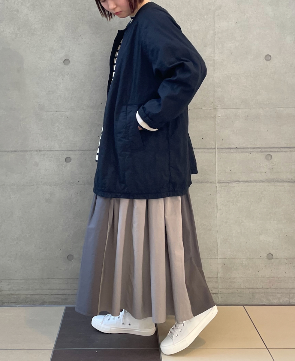 NMDS24631W(コート) 40s ORGANIC POPLIN RAGLAN SHORT COAT WITH VERTICAL STITCH