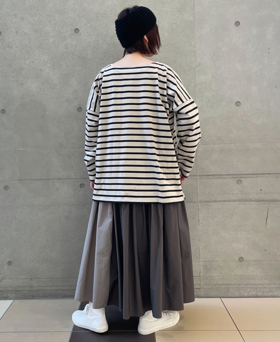 NMDS24642(スカート) 40s ORGANIC POPLIN(PATCHWORK) PINTUCK FLARED SKIRT WITH CRAZY PATCH WORK