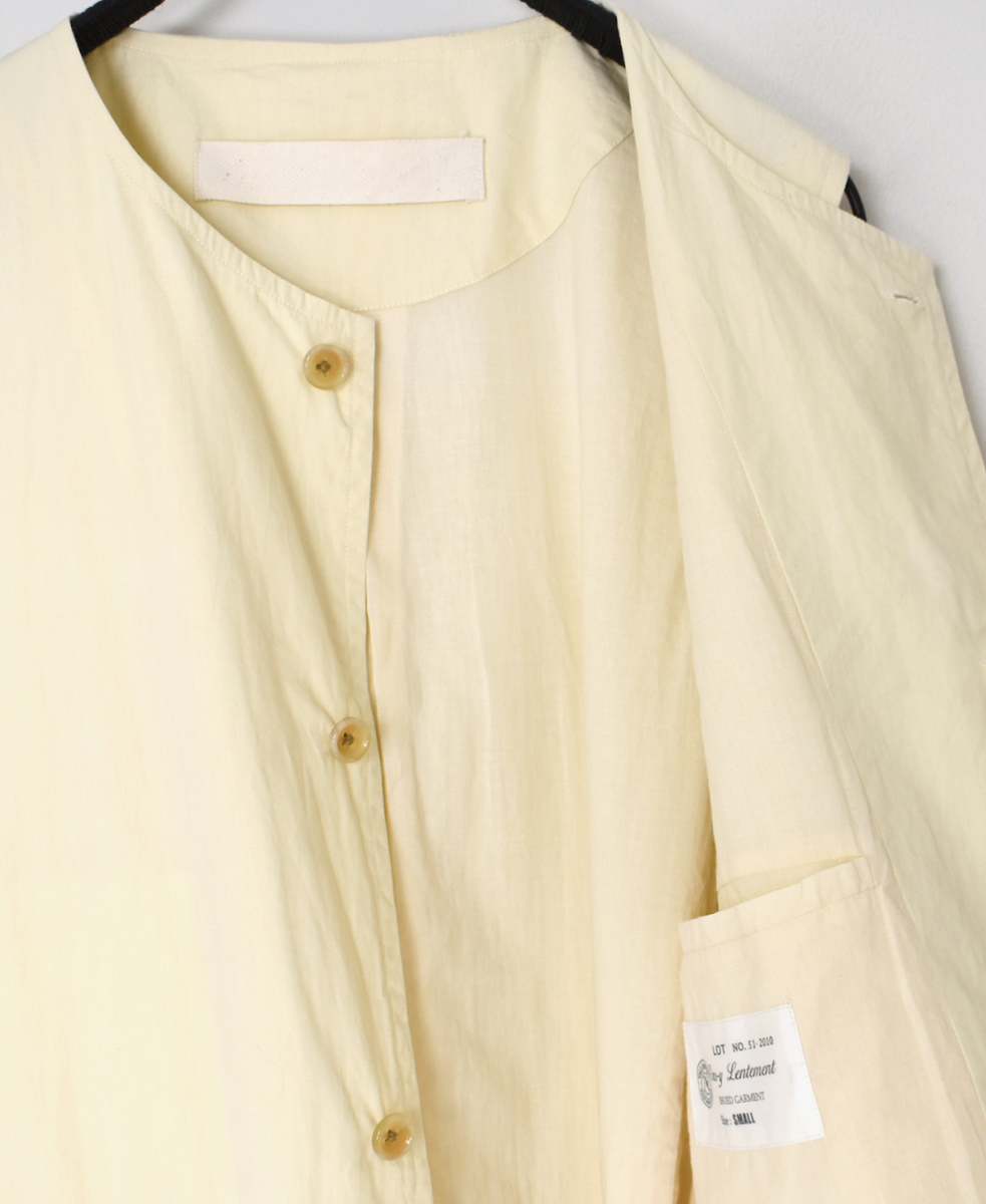 NVL2502CP(ベスト) 40s ORGANIC POPLIN NO COLLAR VEST