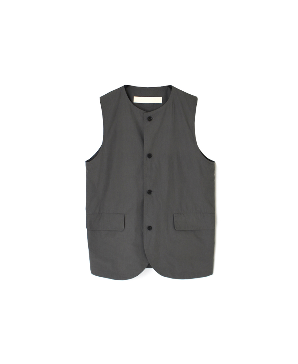 NVL2502CP(ベスト) 40s ORGANIC POPLIN NO COLLAR VEST