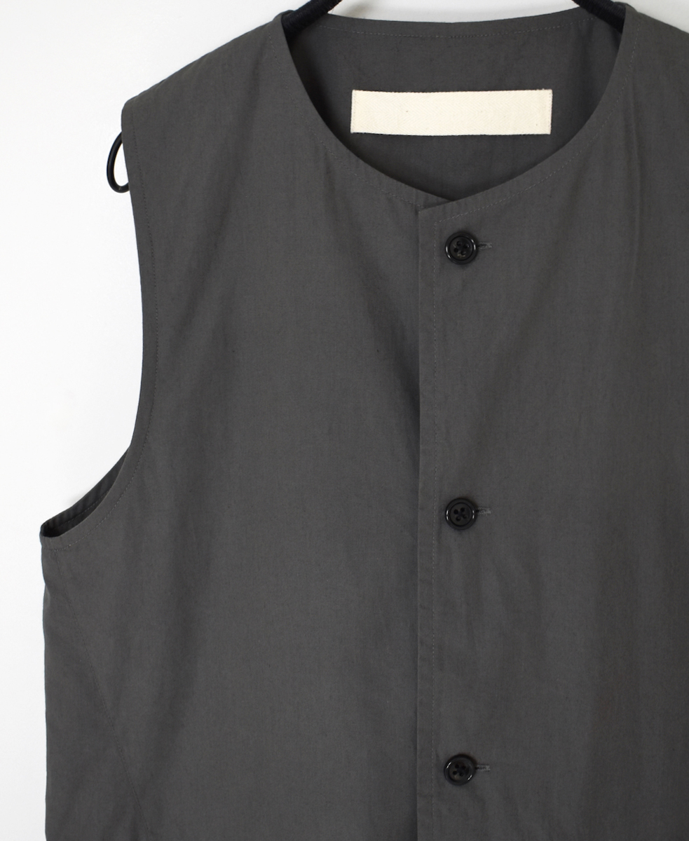 NVL2502CP(ベスト) 40s ORGANIC POPLIN NO COLLAR VEST