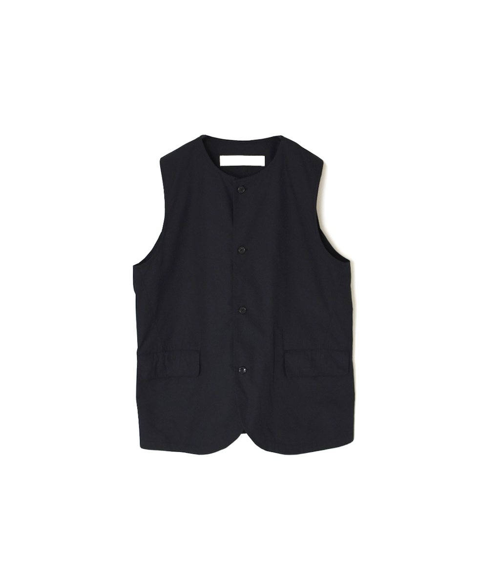 NVL2502CP(ベスト) 40s ORGANIC POPLIN NO COLLAR VEST