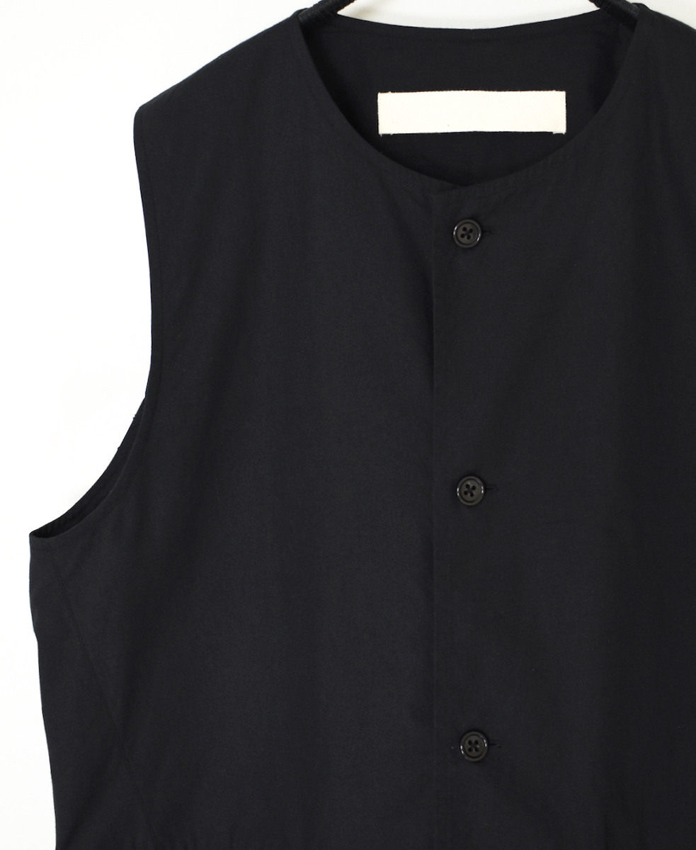 NVL2502CP(ベスト) 40s ORGANIC POPLIN NO COLLAR VEST