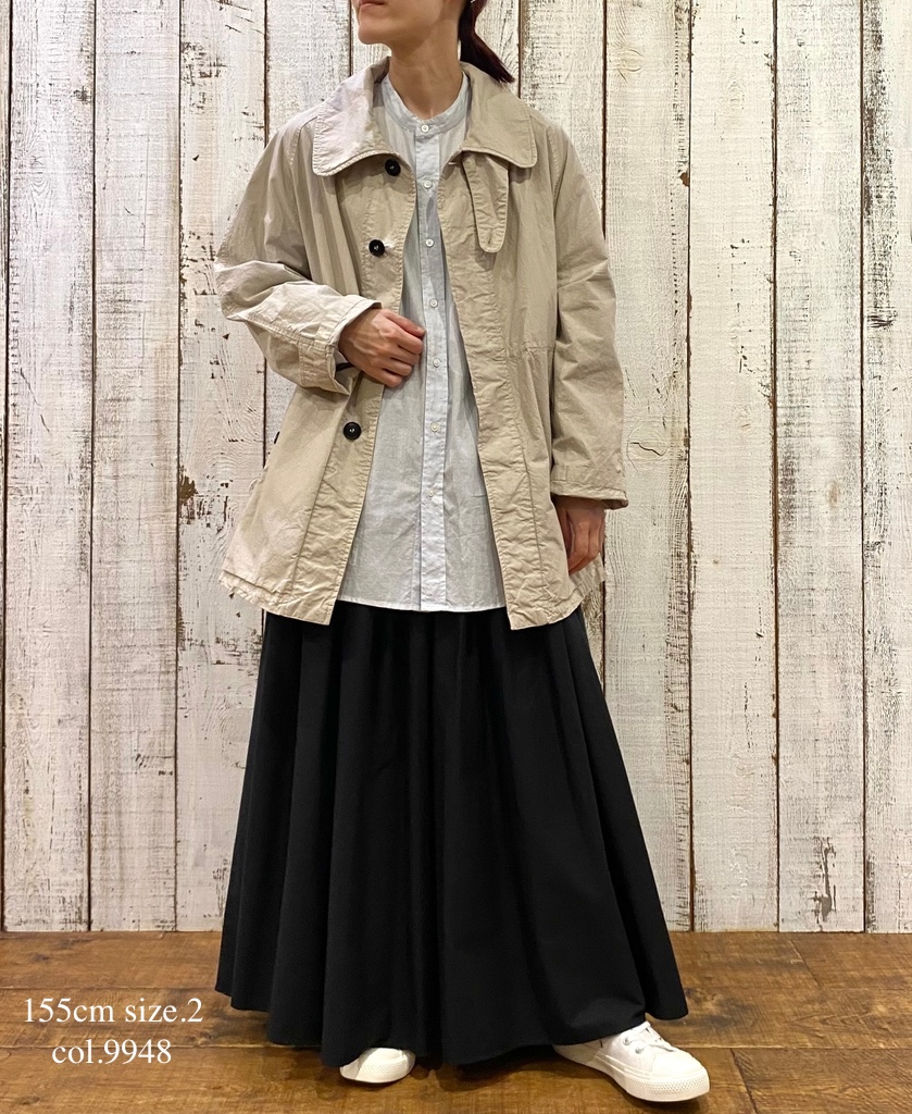NMDS24641(スカート) 40s ORGANIC POPLIN(PATCHWORK) PINTUCK FLARED SKIRT WITH PATCH WORK