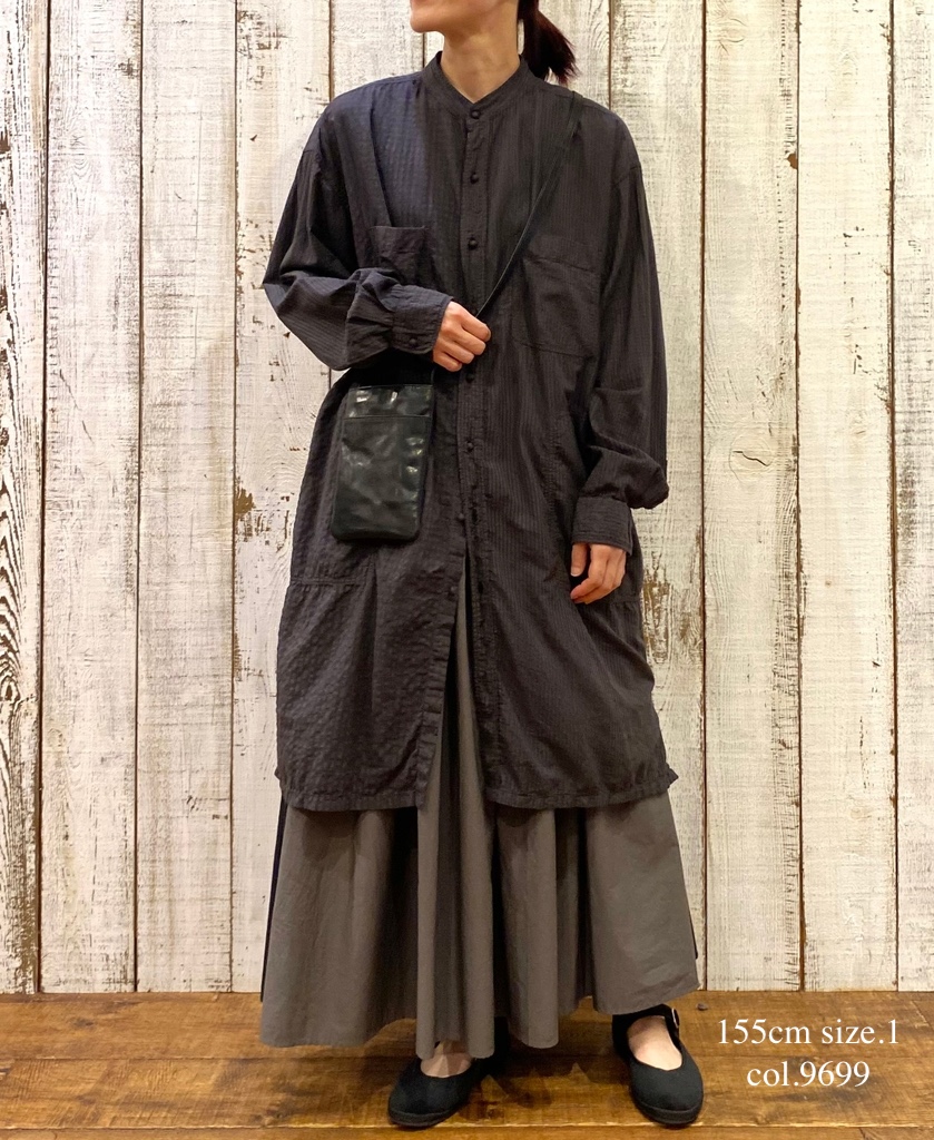 NMDS24641(スカート) 40s ORGANIC POPLIN(PATCHWORK) PINTUCK FLARED SKIRT WITH PATCH WORK