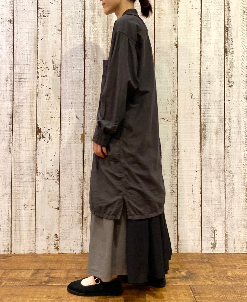 NMDS24641(スカート) 40s ORGANIC POPLIN(PATCHWORK) PINTUCK FLARED SKIRT WITH PATCH WORK