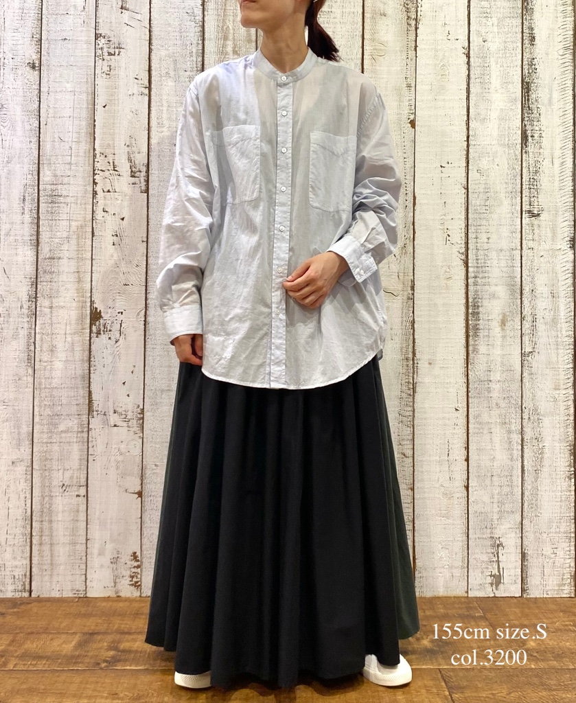 NVL2531CB(シャツ) 60s ORGANIC CAMBRIC BANDED COLLAR L/SL OVERSIZED SHIRT