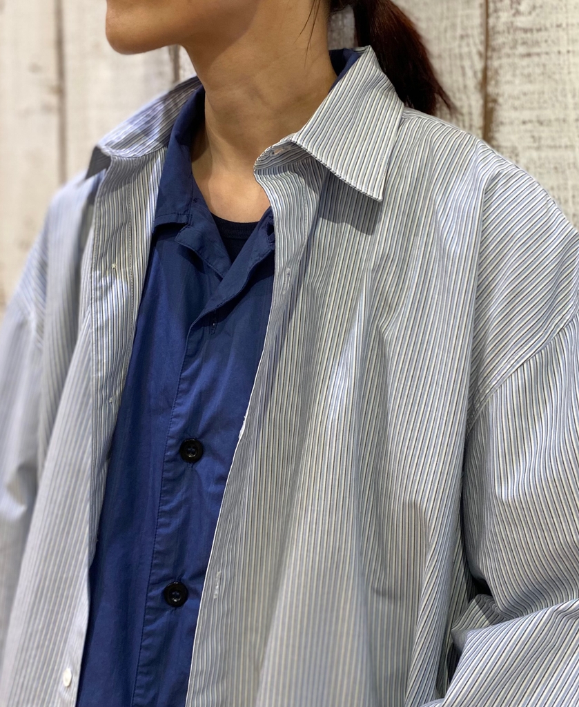NVL2411(シャツ) POPLIN STRIPE REGULAR COLLAR L/SL SHIRT