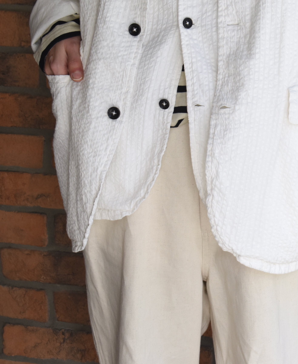 NVL2511SPD(ジャケット) SEERSUCKER PLAIN OVERDYE SIDE VENTS NO COLLAR JACKET