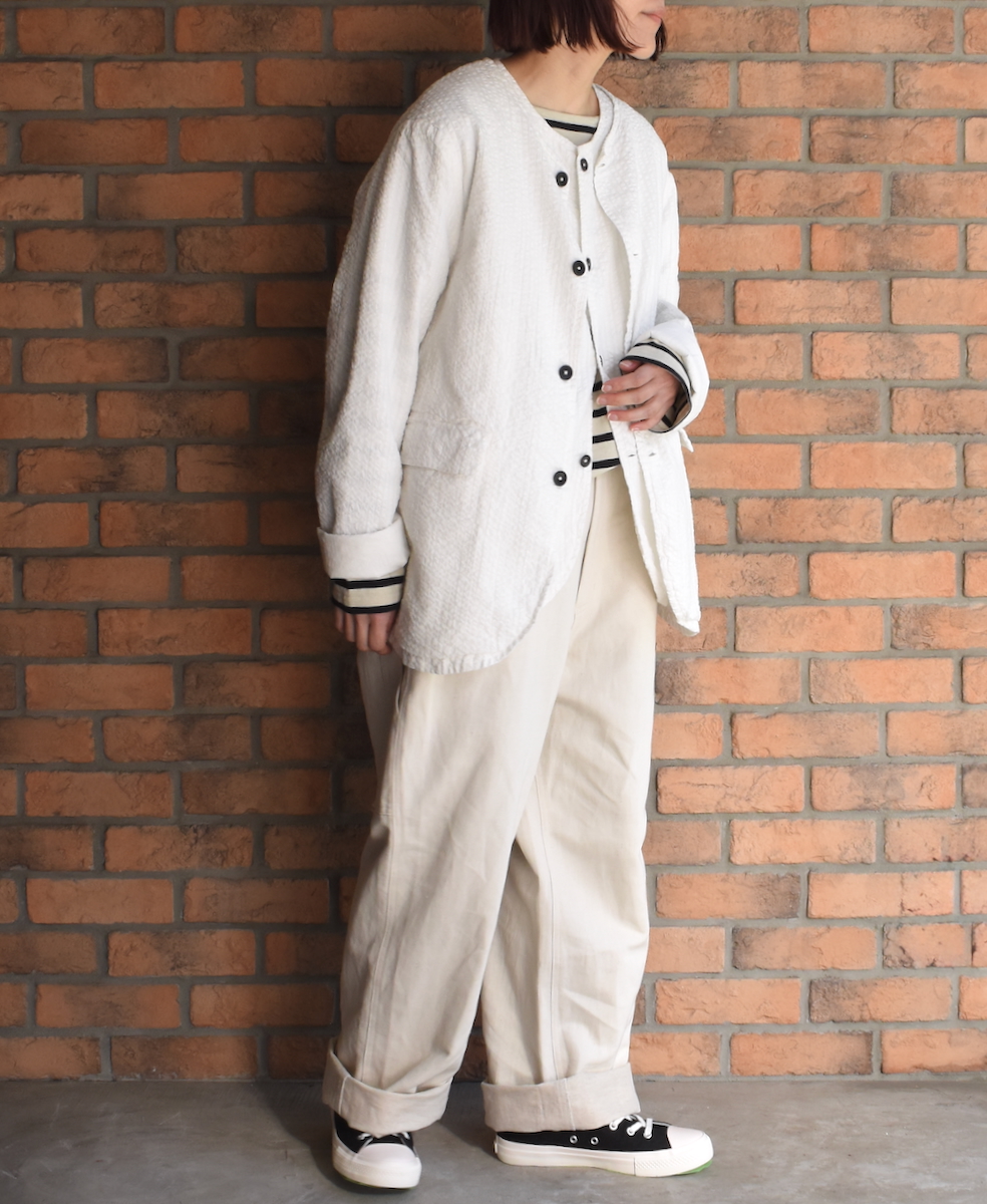 NVL2511SPD(ジャケット) SEERSUCKER PLAIN OVERDYE SIDE VENTS NO COLLAR JACKET