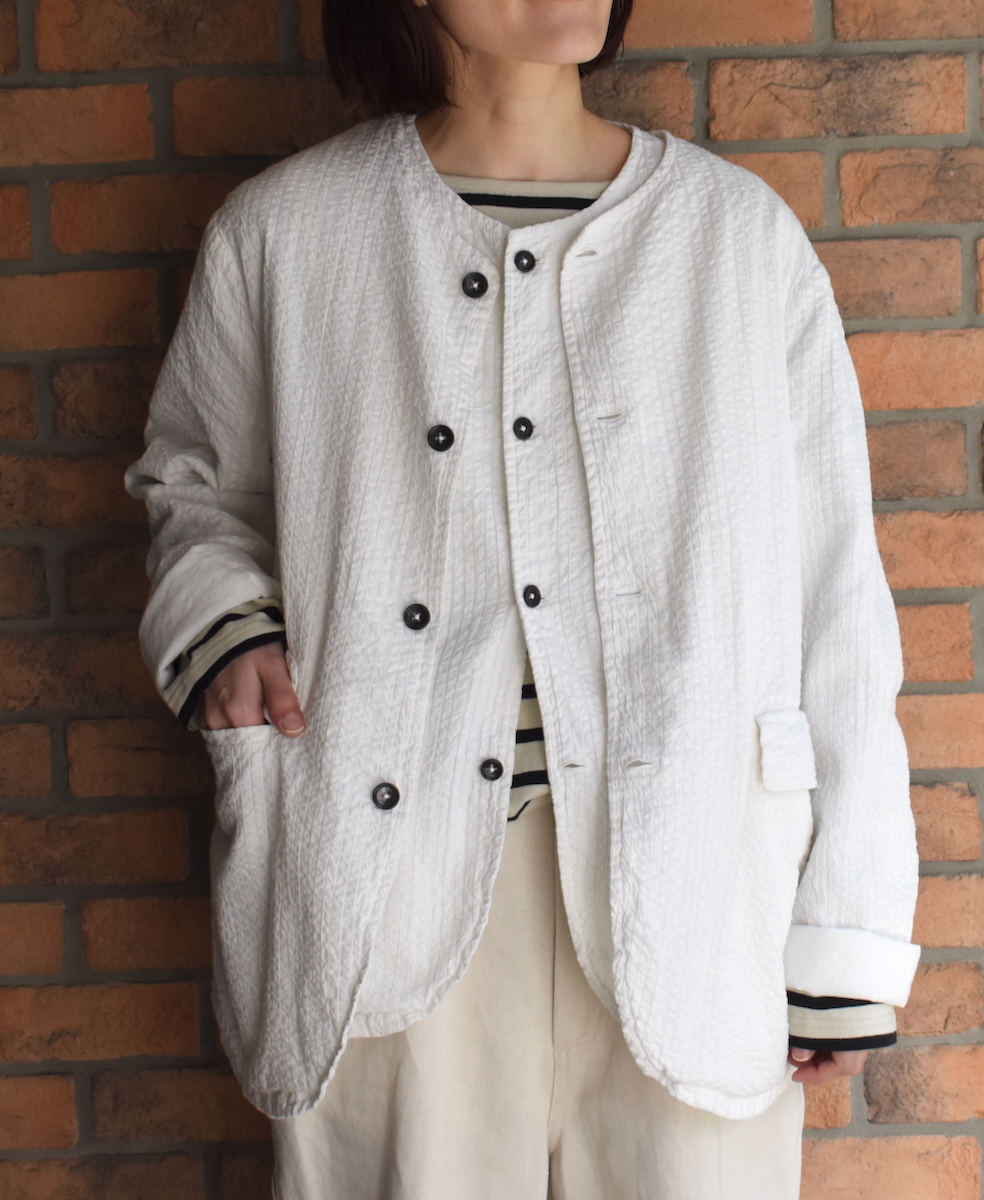 NVL2511SPD(ジャケット) SEERSUCKER PLAIN OVERDYE SIDE VENTS NO COLLAR JACKET