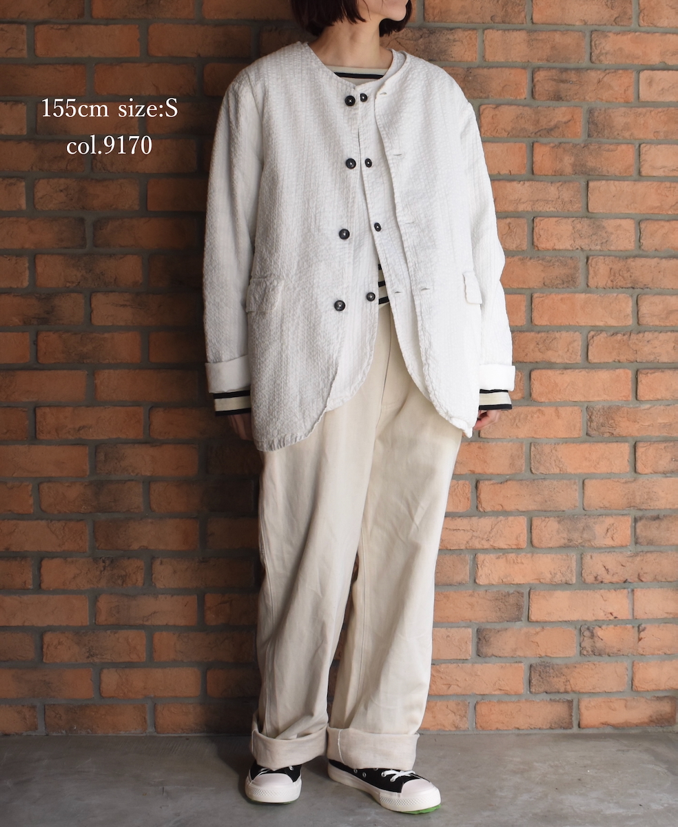 NVL2511SPD(ジャケット) SEERSUCKER PLAIN OVERDYE SIDE VENTS NO COLLAR JACKET