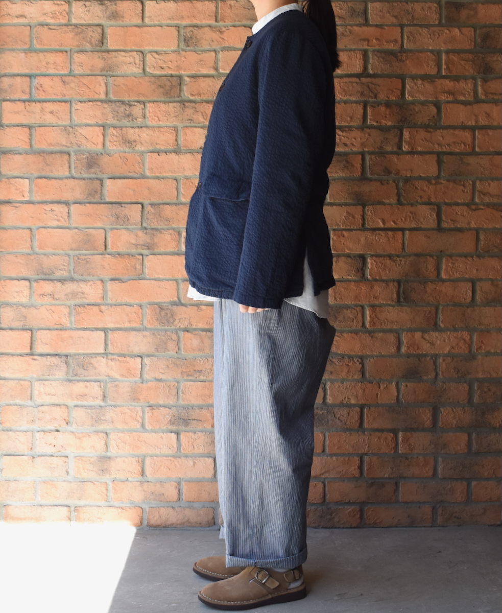 NVL2511SPD(ジャケット) SEERSUCKER PLAIN OVERDYE SIDE VENTS NO COLLAR JACKET