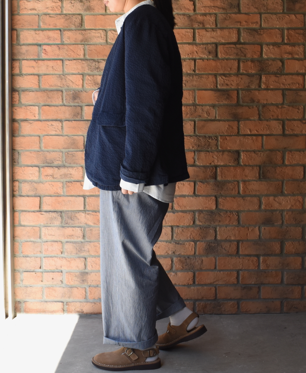NVL2511SPD(ジャケット) SEERSUCKER PLAIN OVERDYE SIDE VENTS NO COLLAR JACKET