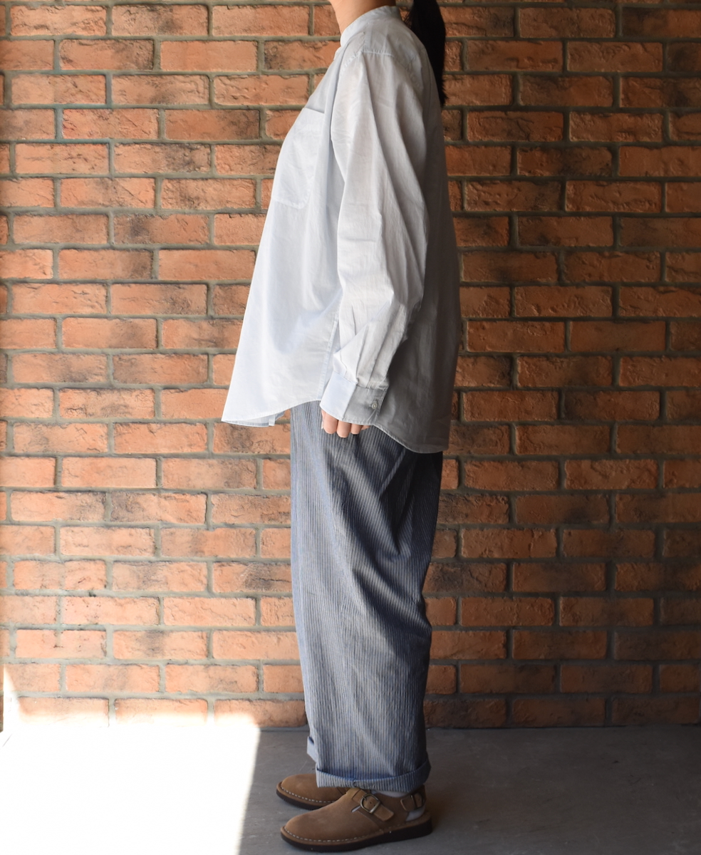 NVL2531CB(シャツ) 60s ORGANIC CAMBRIC BANDED COLLAR L/SL OVERSIZED SHIRT