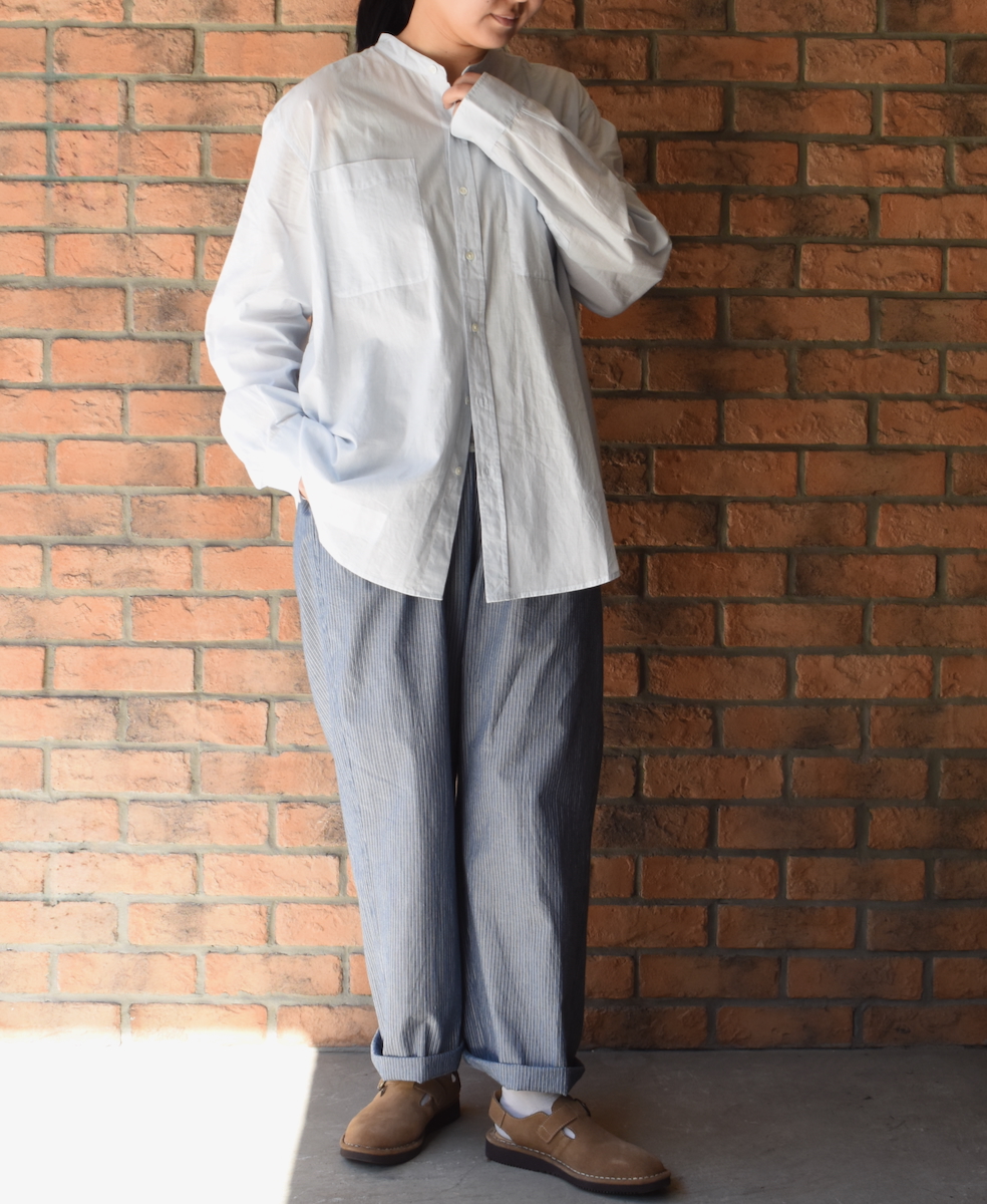 NVL2531CB(シャツ) 60s ORGANIC CAMBRIC BANDED COLLAR L/SL OVERSIZED SHIRT