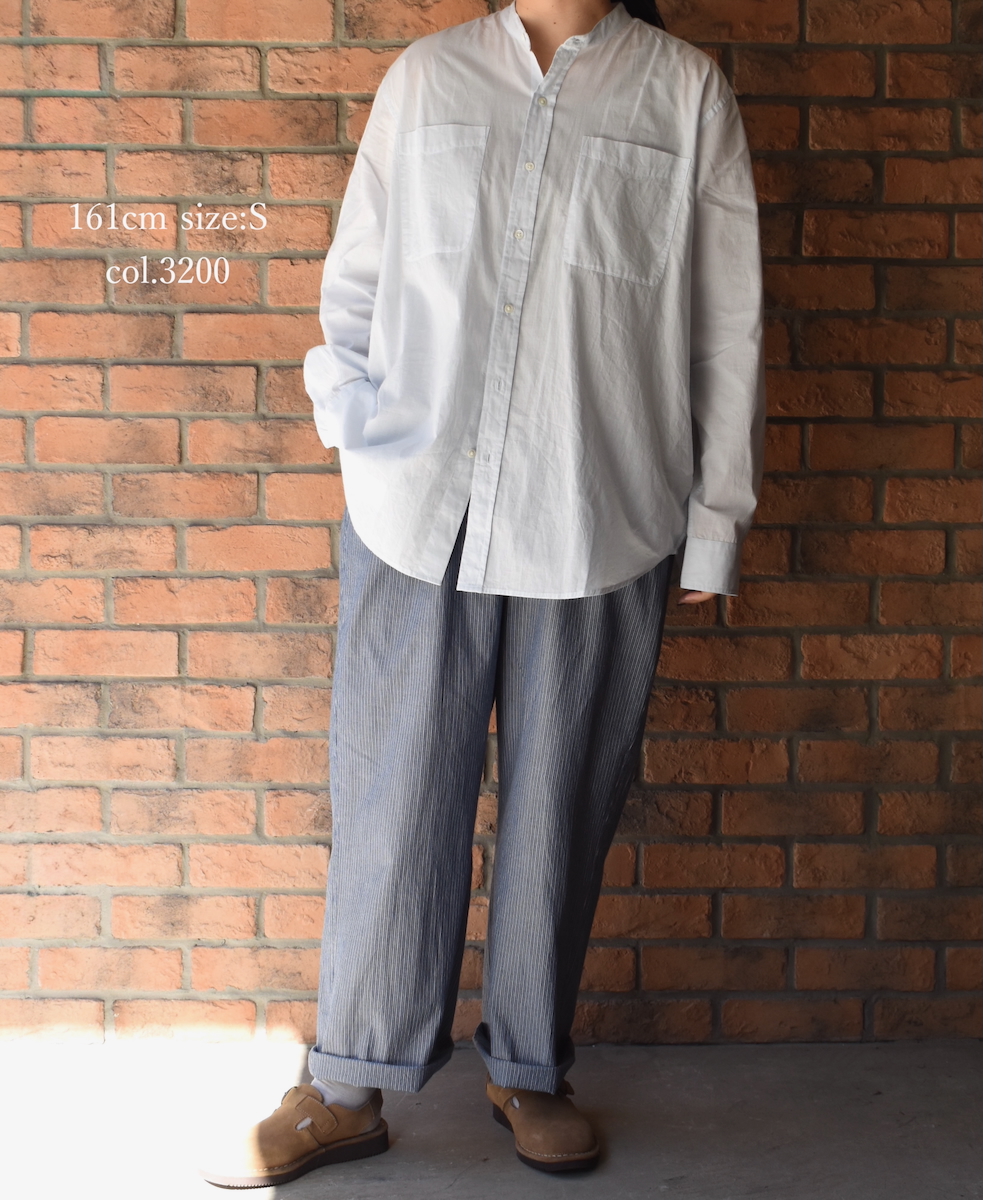 NVL2531CB(シャツ) 60s ORGANIC CAMBRIC BANDED COLLAR L/SL OVERSIZED SHIRT